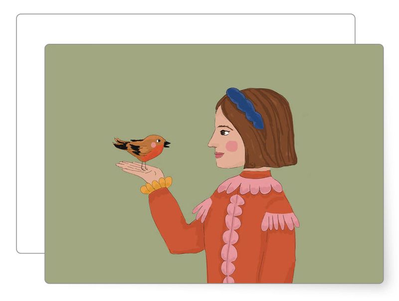 MIAO Papeterie | A6 Postcard - Ida with Red Robin MIAO Papeterie | A6 Postcard - Ida with Red Robin