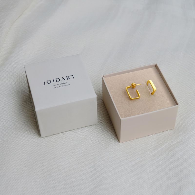 Joidart | Golden hammered earrings Lignis small 1,3cm - 24k matte gold metal - made in Barcelona