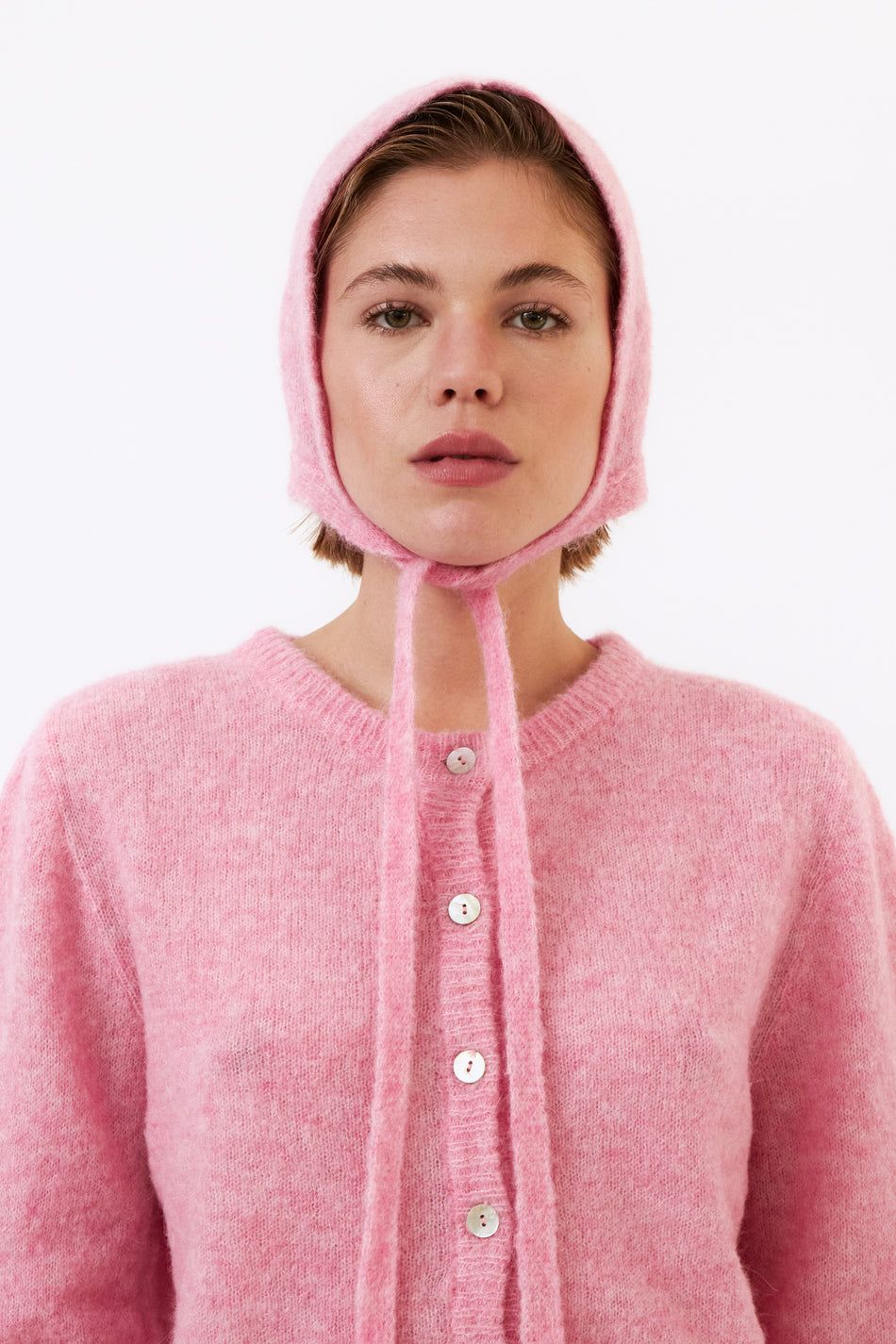 amt. Studio | Biscuit hood pink - baby alpaca &amp; merino wool - made in Spain