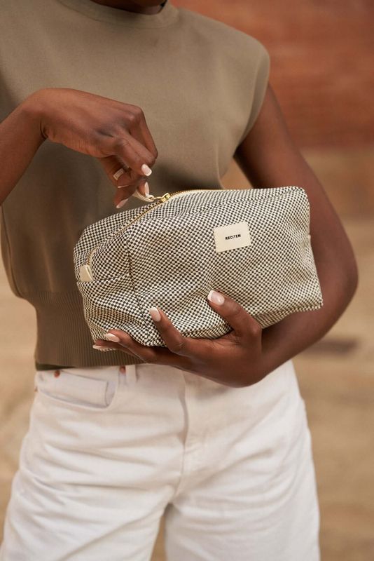 Recitem | Toilet Bag 23cm - Charlie black and white - 100% soft cotton made in Portugal