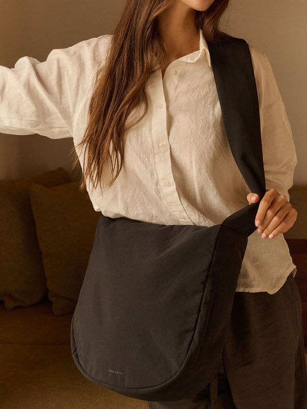 Monk &amp; Anna | Yuka cross body shopper - black - crinkled nylon