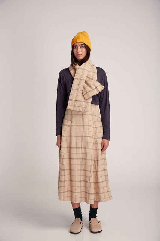 Suite13 | Padded scarf check beige - 100% soft organic cotton