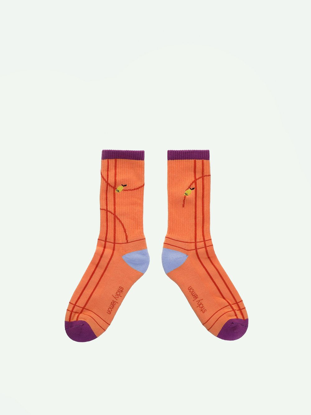 Sticky lemon | Cotton socks orange and violet - 32-41