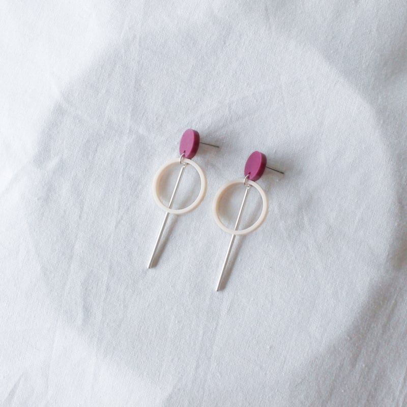 Studio Nok Nok | Silver dawn earrings with nude and mauve - made in Belgium