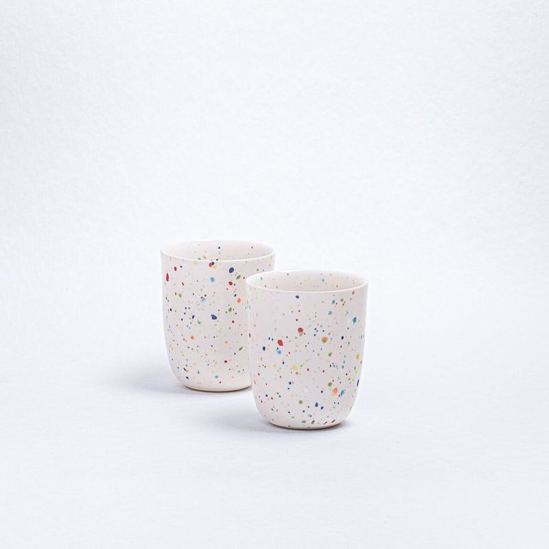 Eggbackhome | Ceramic coffee mug without handle - Party white confetti - 220 ml
