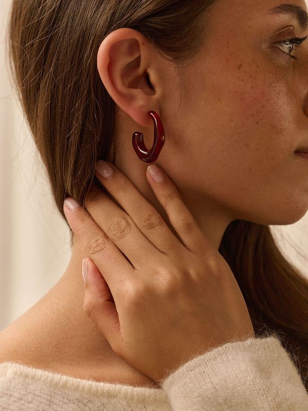 Monk &amp; Anna | Earrings carnelian reddish brown 3cm - resin &amp; silver pin