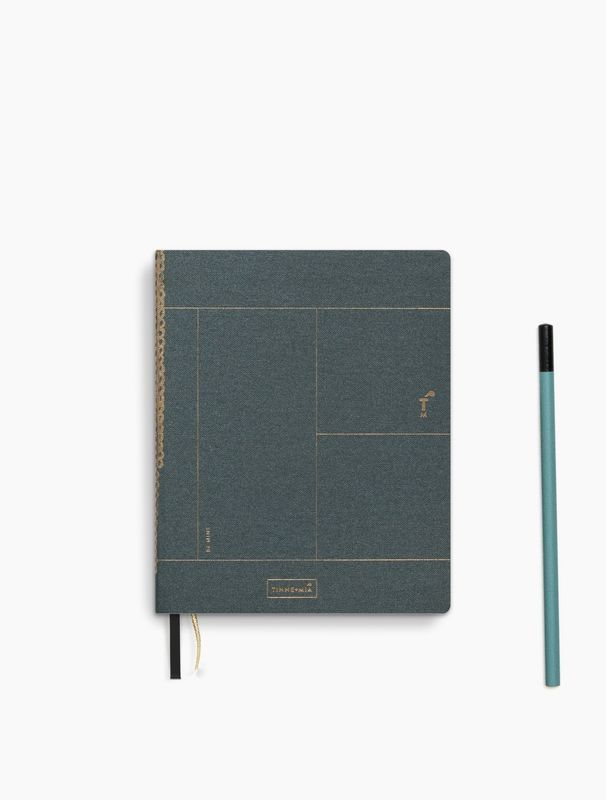 Tinne + Mia | A6 linen notebook dotted grid / lined - Forest Green - FSC Mix Credit