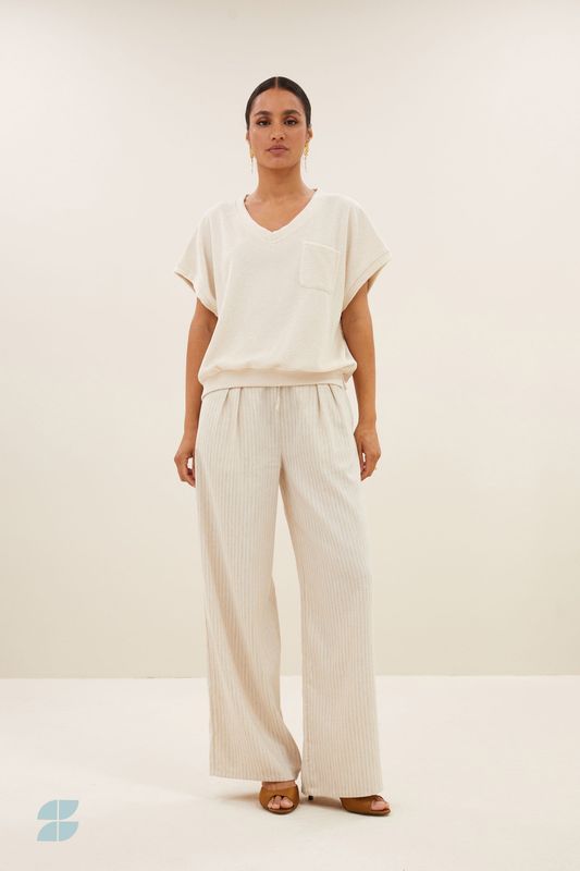 By-Bar | LAST ONE in S - Tyler slub top almond - towel/organic cotton - made in Portugal