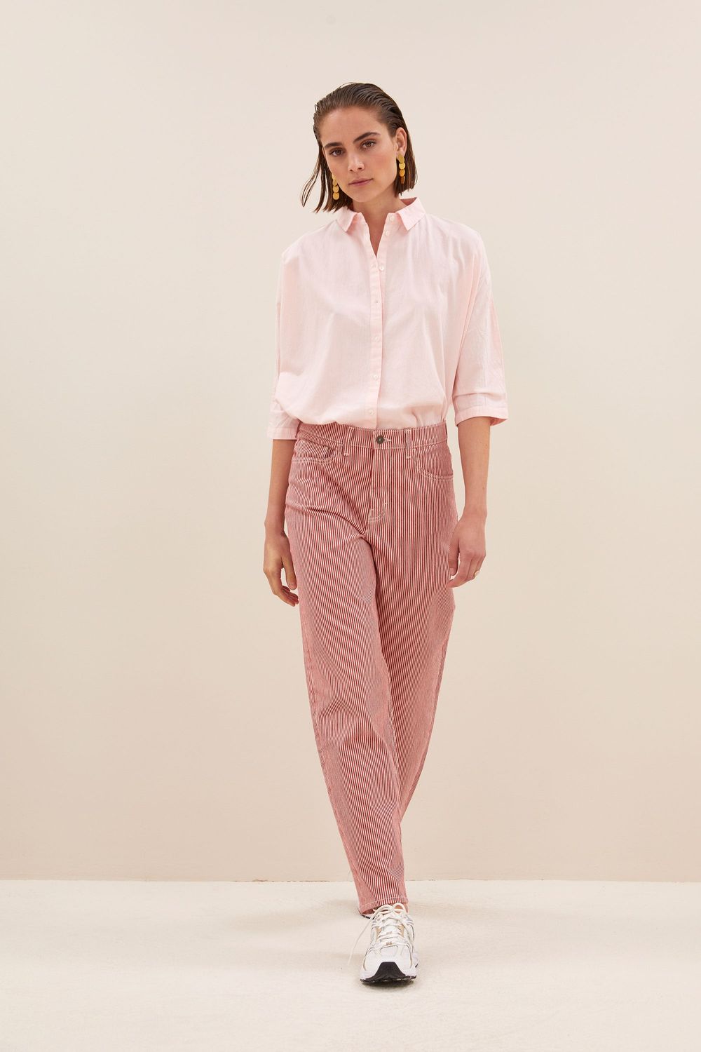 By-Bar | Lew stripe pants red milky stripes - organic cotton