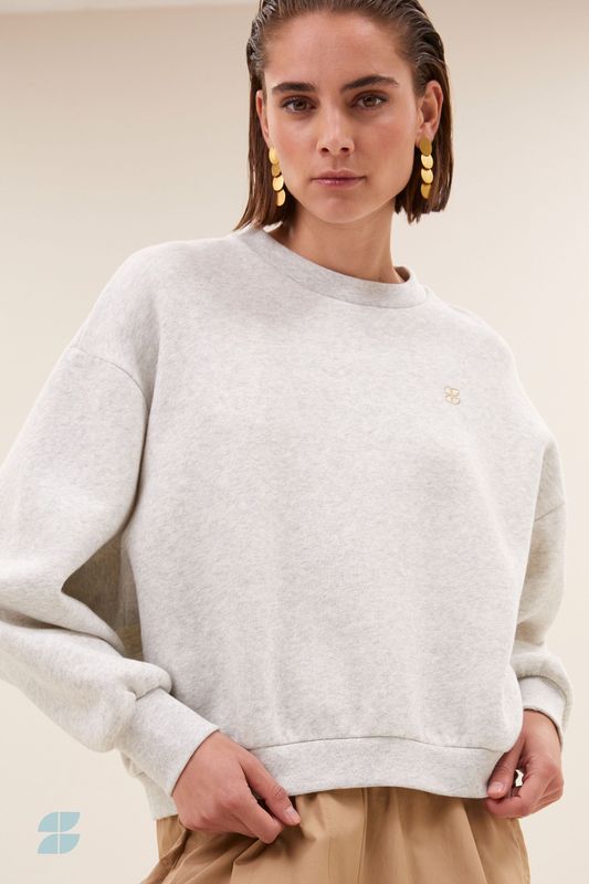 By-Bar | Bibi logo sweater - light grey melee - made in Portugal