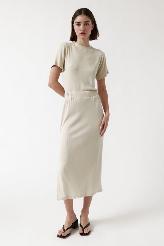 amt. Studio | Lula rib knit skirt light beige - Modal - made in Spain