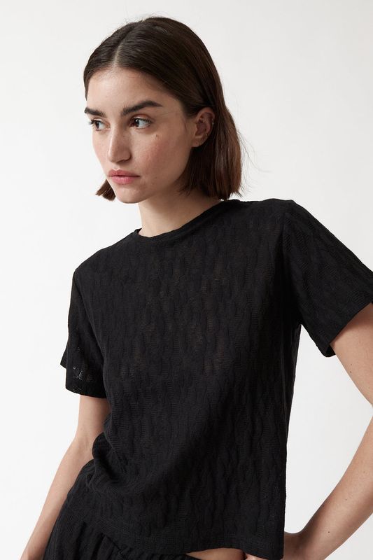 amt. Studio | LAST ONE in L - Midnight T-Shirt - structured organic cotton - made in Barcelona Spain