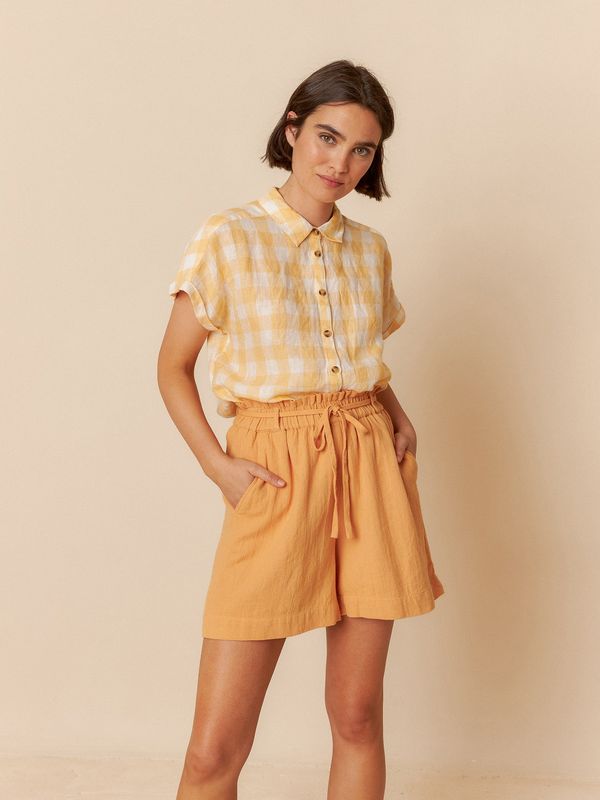 Indi &amp; Cold | LAST ONE in 36 - Panama cotton shorts - Peach - 100% organic cotton woven