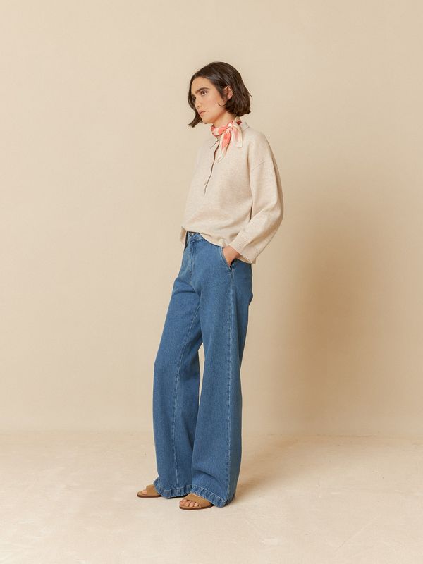 Indi &amp; Cold | LAST ONE in 40 - Wide leg denim pants - Ozone denim wash - made in Spain