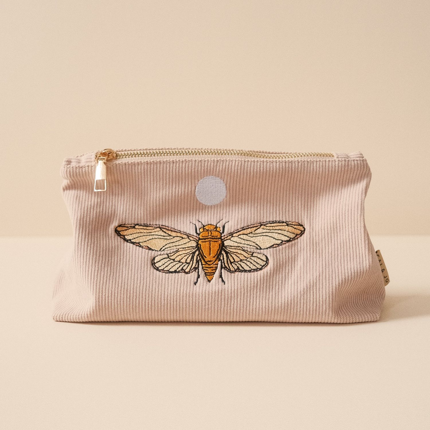 Cai &amp; Jo | Corduroy pouch etui 25 x 15 cm - butterfly pale pink