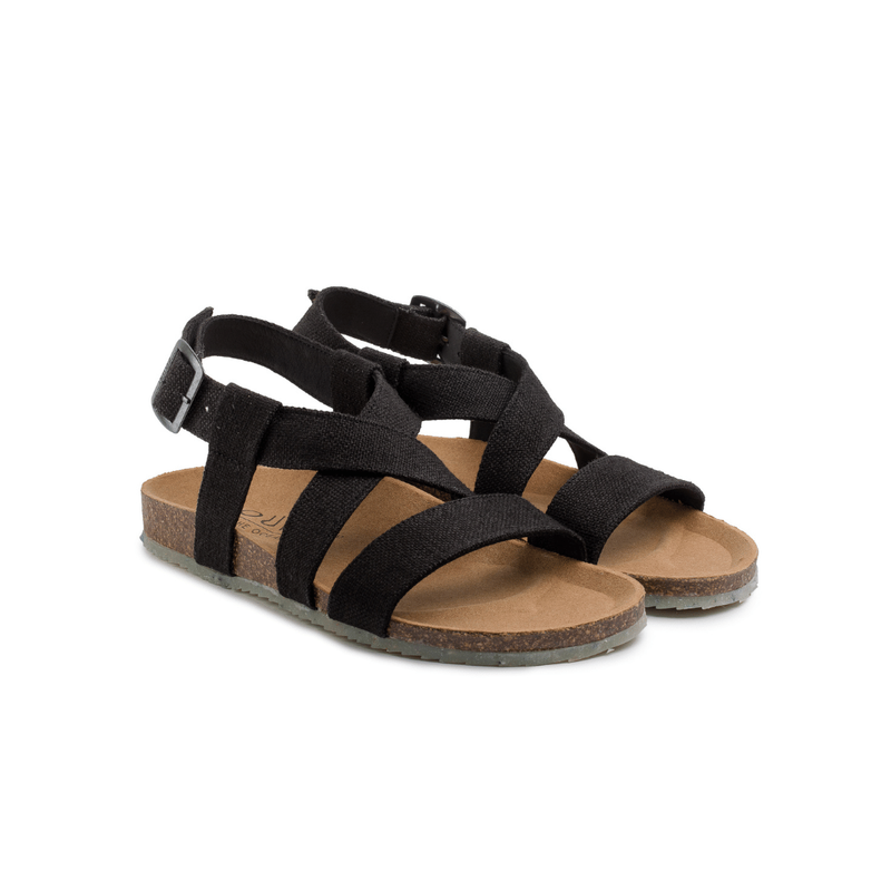 ZOURI | SAND dark anthracite sandals natural linen - made in Portugal