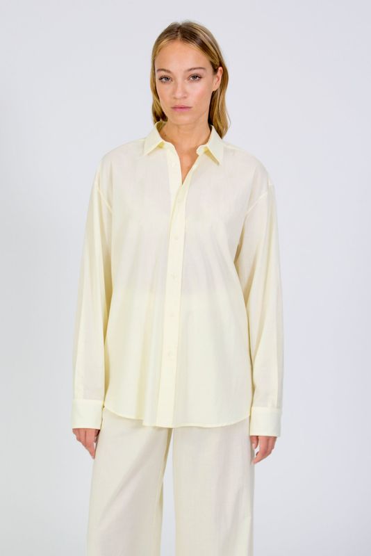 black to grey | Bamboo lightweight oversized shirt soft yellow - organic cotton - made in Barcelona