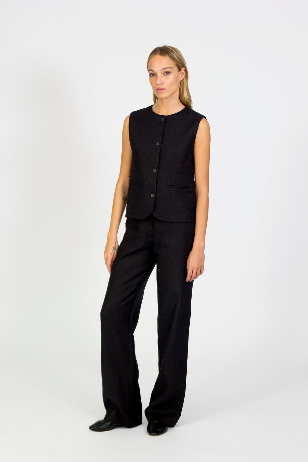 black to grey | Raijin linen trousers black - 100% linen - made in Barcelona