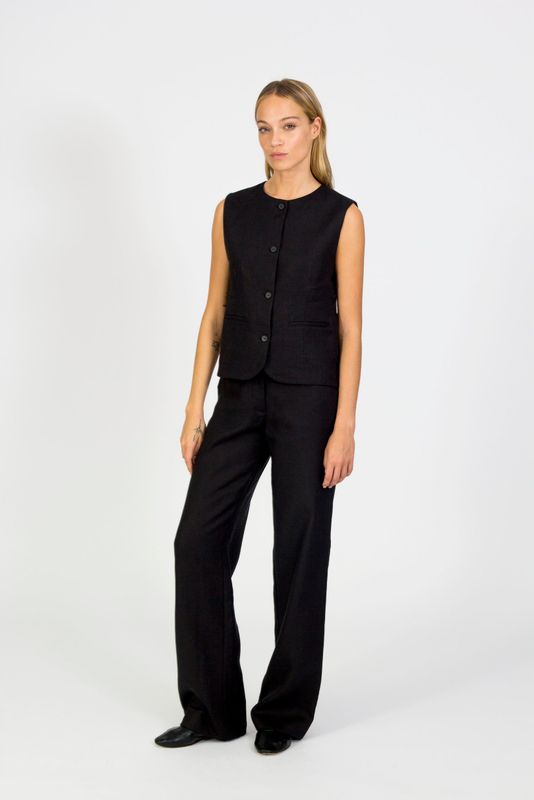 black to grey | Raijin linen trousers black - 100% linen - made in Barcelona