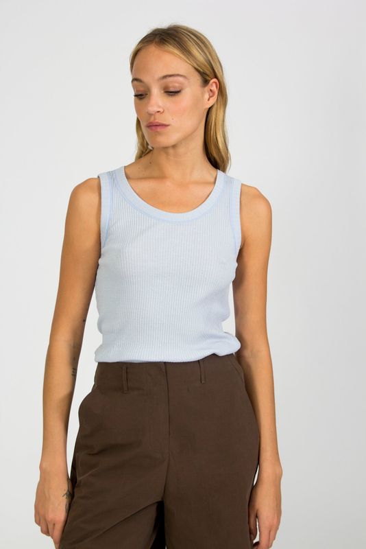 black to grey | LAST TWO in M &amp; L - Mambo ribbed top light blue - organic cotton - made in Barcelona