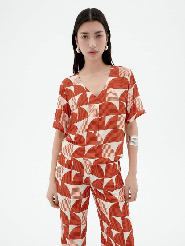Thinking Mu | Libelula blouse orange loose fit - Viskose (LENZING™ ECOVERO™)