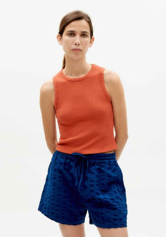 Thinking Mu | Orange sunset trash top Turkana - ecovero viscose &amp; recycled cotton