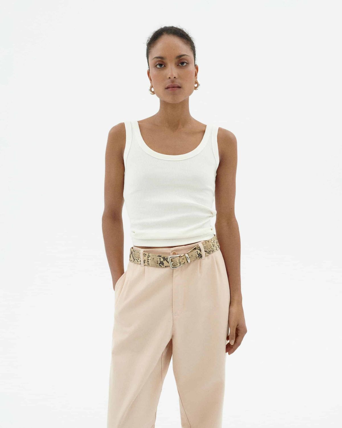 Thinking Mu | LAST ONE in L - White hemp Julia Top - organic cotton &amp; hemp