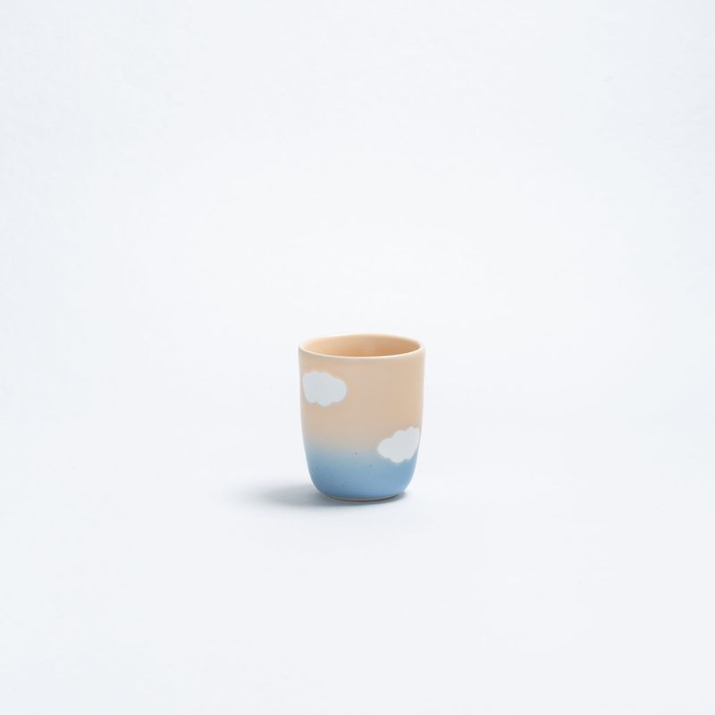 Eggbackhome | Ceramic coffee mug without handle - Cloud blue &amp; peach - 220 ml