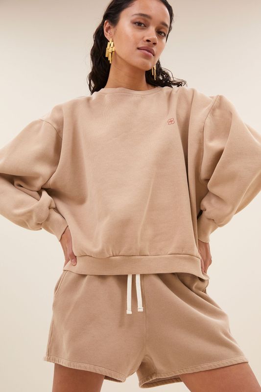 By-Bar | Bibi natural sweater - hazel brown - made in Portugal