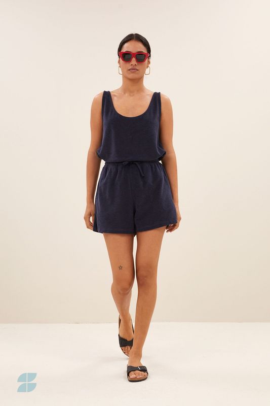 By-Bar| LAST TWO in S &amp; L - Kid slub shorts midnight blue - organic cotton - made in Portugal