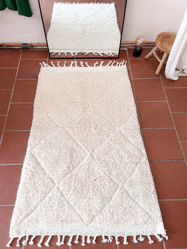 Olá Lindeza | Beni Ourain berber sheep wool rug 160 x 100 cm  - Handmade in Morocco
