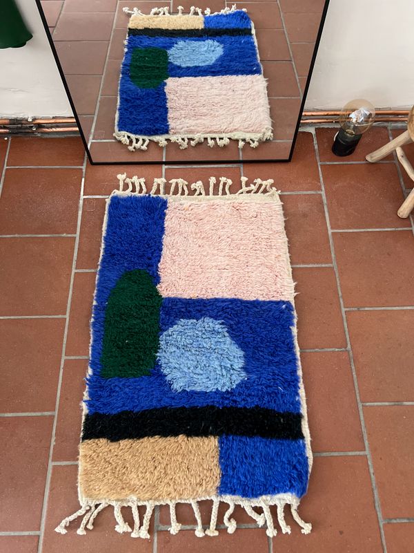Olá Lindeza | Moroccan berber rug 115 x 65 cm blue moon - Handmade in Morocco
