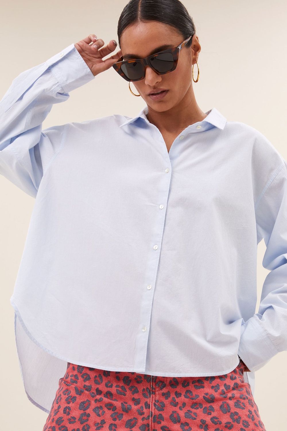 By-Bar| LAST ONE in S - Flo chambray blouse light blue - 100% lightweight cotton