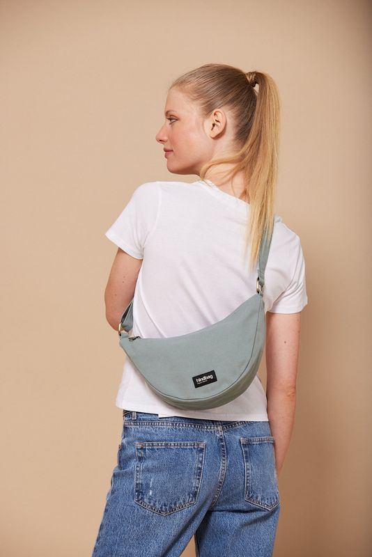 Hindbag | Half-moon bag mist blue - GOTS certified organic cotton - designed in Paris, France