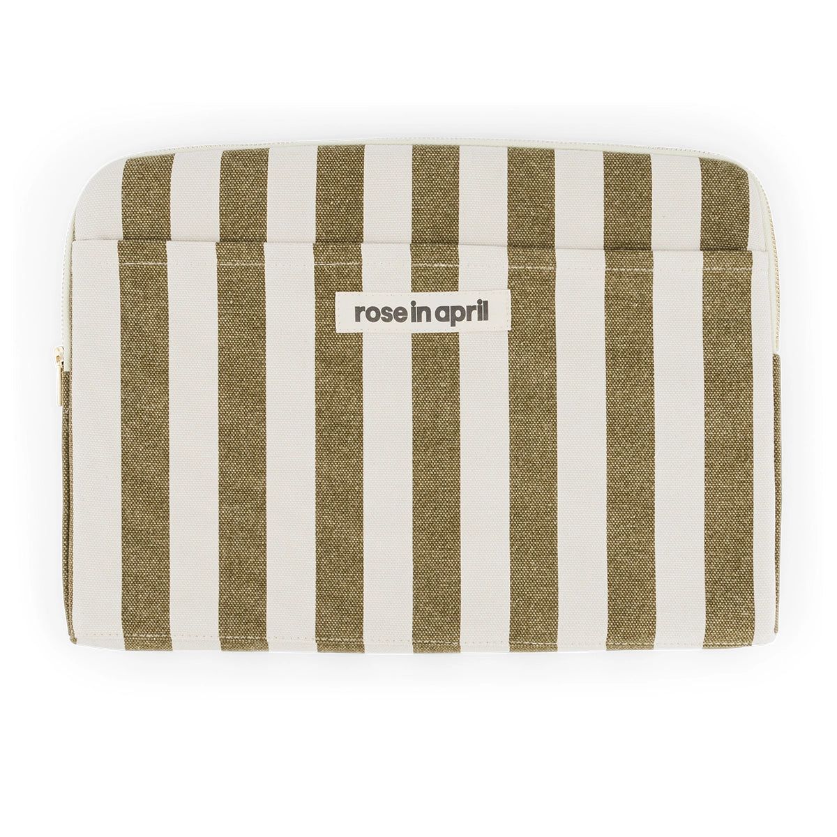 Rose in April | Laptop sleeve Octave 13&quot;/14&quot; 34 x 24cm - Stripes olive green