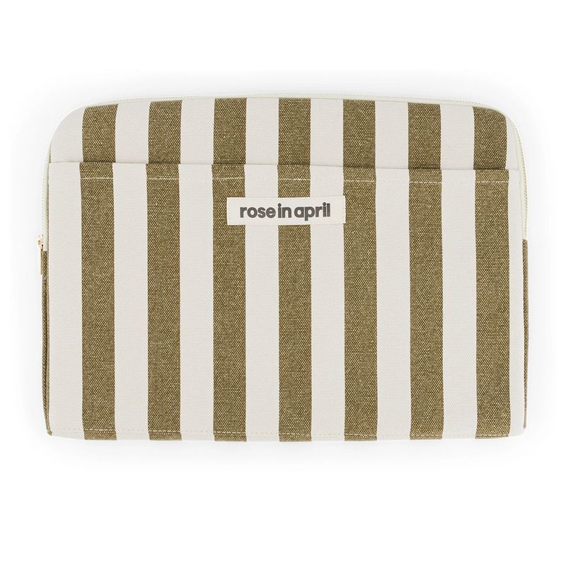 Rose in April | Laptop sleeve Octave 13&quot;/14&quot; 34 x 24cm - Stripes olive green