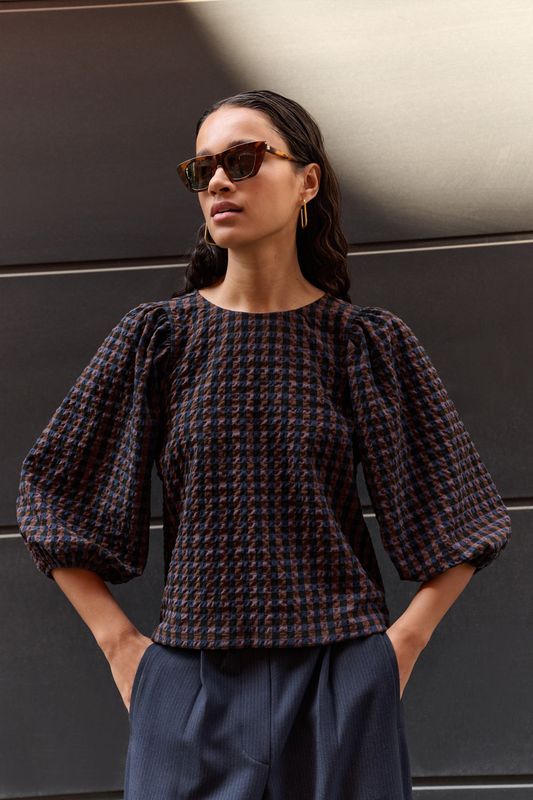 By-Bar| Jet check blouse little check - made in Turkey By-Bar| Jet check blouse little check - made in Turkey