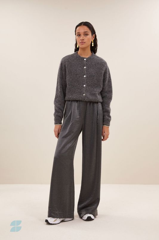 By-Bar| Cleo natural wool cardigan dark grey - alpaca wool - made in Italy