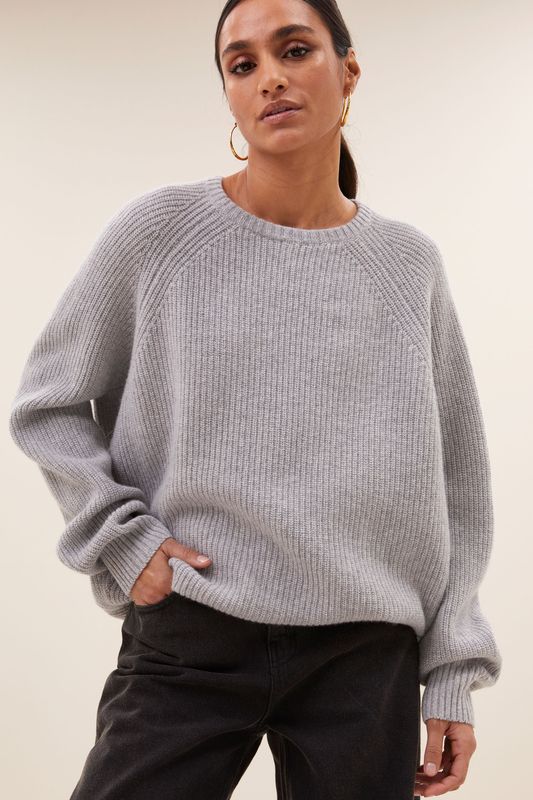 By-Bar| Meadow pullover grey melee - merino &amp; cashmere wool - made in Italy