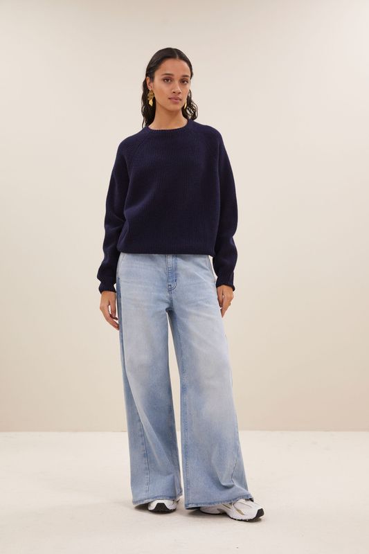 By-Bar| Meadow pullover midnight blue - merino &amp; cashmere wool - made in Italy