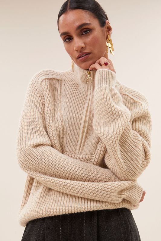 By-Bar| Belle zip pullover rib knit - alpaca wool mix By-Bar| Belle zip pullover rib knit - alpaca wool mix