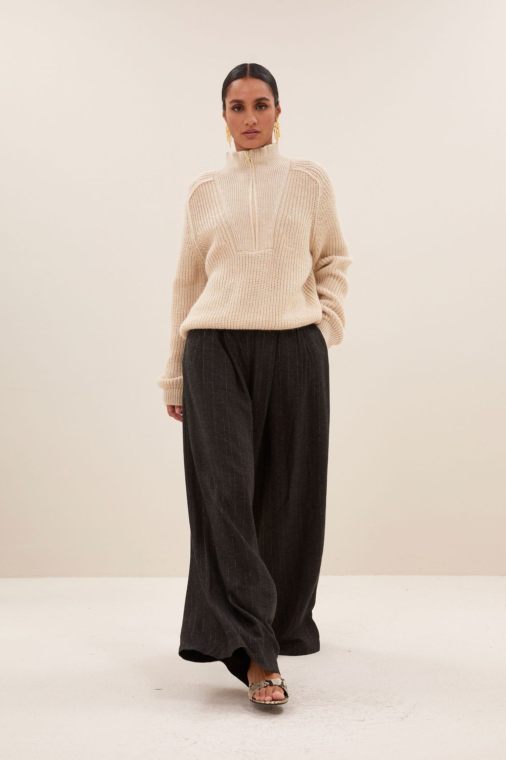By-Bar| LAST ONE in L - Belle zip pullover rib knit - alpaca wool mix