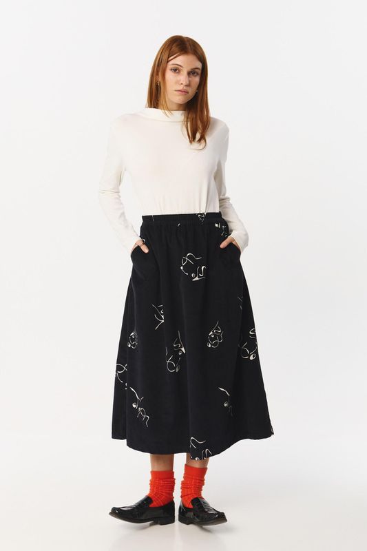 Suite13 | Dax skirt cord print dancers black - 100% organic cotton