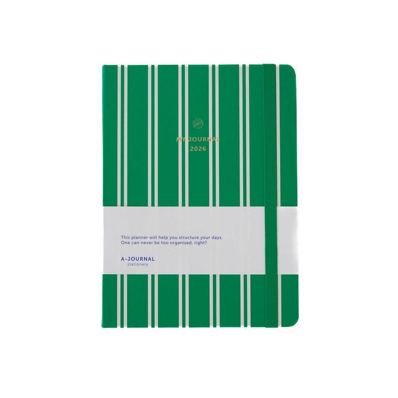 A-journal | My Journal Diary 2026 - Stripes green - with weekly overviews - 22 December 2025 to 10 January 2027
