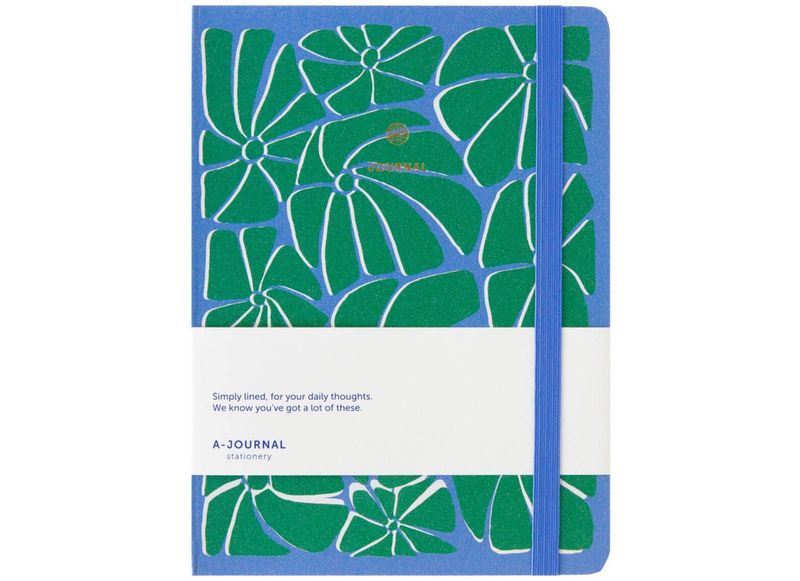 A-journal | Lined notebook - Arty blue green - 16 x 20.5 cm