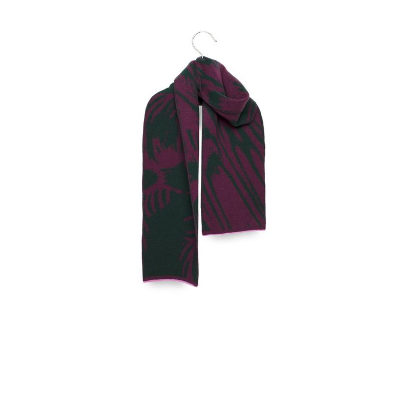 Wolvis | Grape merino wool scarf mini 140 x 17cm - grape purple and forest green - made in Belgium