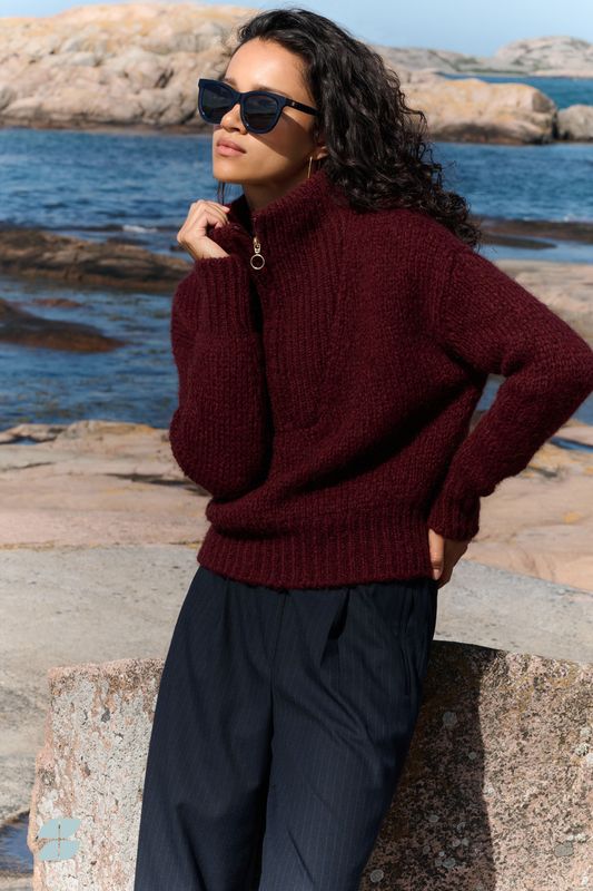 By-Bar| LAST TWO in M &amp; L - Boxy beau pullover wine - alpaca wool mix - made in Italy