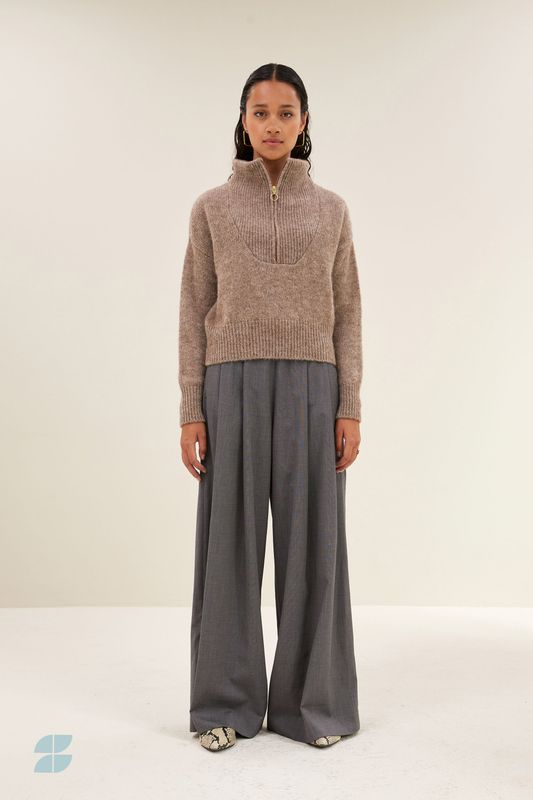 By-Bar| Boxy beau pullover biscuit brown - alpaca wool mix - made in Italy