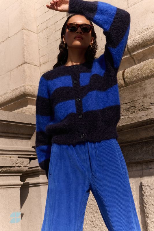 By-Bar| LAST ONE in S - Sian stripe cardigan - kingsblue stripe - made in Italy