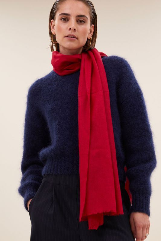 By-Bar| Aria scarf cherry red - wool &amp; silk - made in Italy